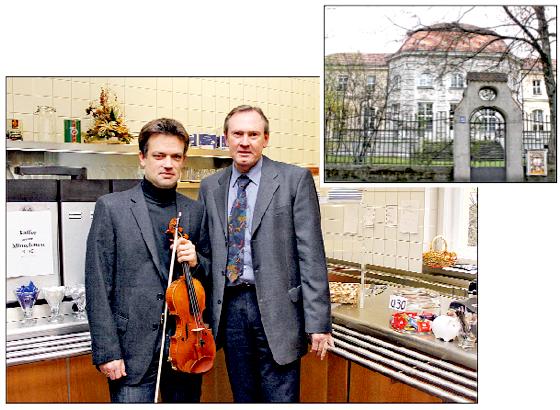 Immanuel Drißner spielt beim Konzert in der Kantine Geige  »ungewöhnlich« für Peter Weywadel, wenn statt Essensdüften Musik das Casino erfüllt. 	ko
