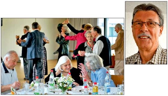 An den bunten Nachmittagen, die die Helfer der Alzheimer Gesellschaft Landkreis München Süd e.V. veranstalten, wird gerne getanzt. Kleines Foto:Jürgen Hoerner freut sich, dass die zweite Demenz-WG starten kann. 	Fotos: VA/hw