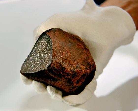 Das Objekt der Begierde! Der sechste bayerische Meteorit wird in Zukunft im Naturkundemuseum Bayern zu sehen sein!	Foto: Nitschke