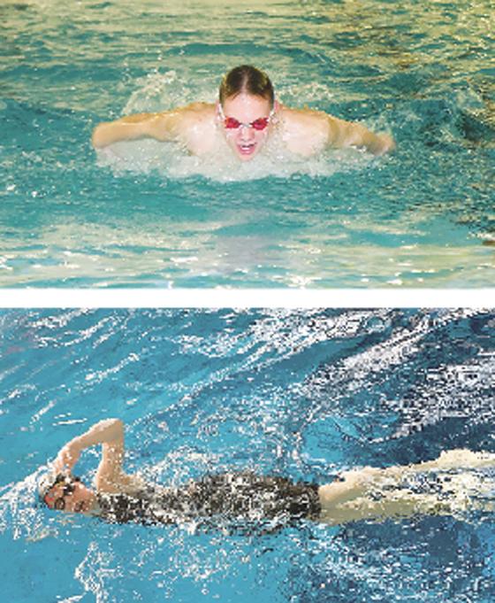 Julius Schmid (oben) und Maya Rainer überzeugten bei den Bayerische Langstrecken-Meisterschaften der Schwimmer in Regensburg.	Foto: TSV Vaterstetten