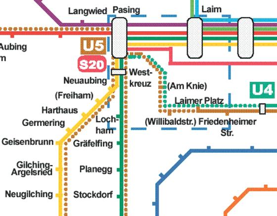 Mit der Anbindung Pasings an die U4/U5 könnte eine S-Bahn-Stammstreckensperrung besser überbrückt werden, meint Georg Kronawitter.	Grafik: privat