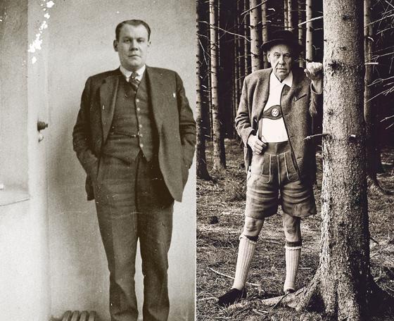 Oskar Maria Graf 1928 in Berlin (links) und 1964 in Berg, fotografiert von Stefan Moses.        F.: Bayerische Staatsbibliothek München/Bildarchiv, Münchner Stadtmuseum/Sammlung Fotografie	