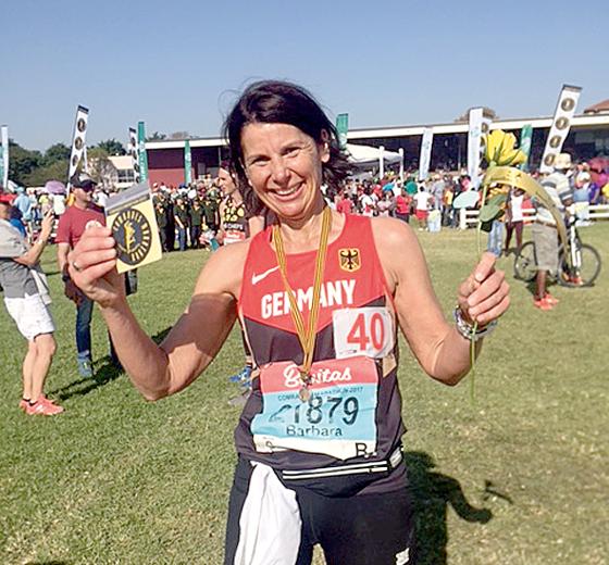 Barbara Mallmann wurde 2016 beim Ultralauf in Südafrika erste Deutsche (86 km in 7:53 Stunden).	Foto: privat