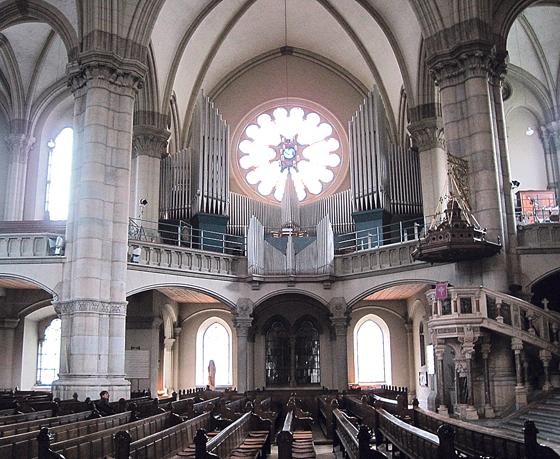 In der Lukaskirche im Lehel endet der Spaziergang  und damit der Münchner Orgelsommer 2017.	Foto: Mtag, CC0