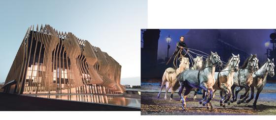 Das Showerlebnis EQUILA verlangt von Pferden und Künstlern höchste Disziplin. So erschaffen sie gemeinsam eine Traumwelt, in die sich die Zuschauer hineinbegeben. Foto: VA