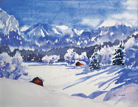 Zu den ausgestellten Werken im KWA Stift am Parksee gehört auch: »Winter im Oberallgäu«.	Foto: VA