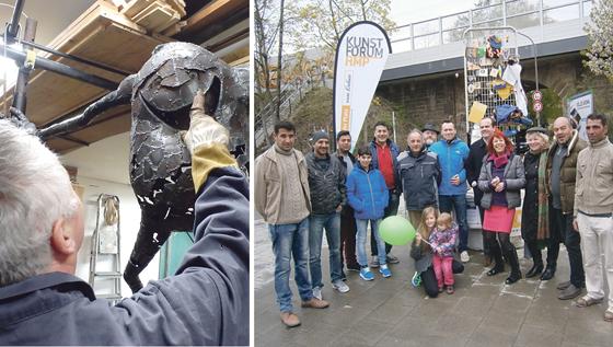 »Der Fisch Herr Vogel« wird am 20. Januar auf dem Hans-Mielich-Platz enthüllt. Seit zehn Jahren sorgt die Bürgerinitiative für wechselnde Ausstellungen.	Fotos: BI