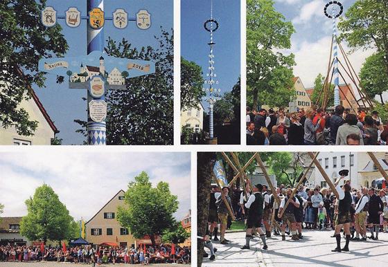Die neu erschienenen Bildpostkarten erinnern an das Aufstellen des Anzinger Maibaums 2018.	Foto: Carl Teine