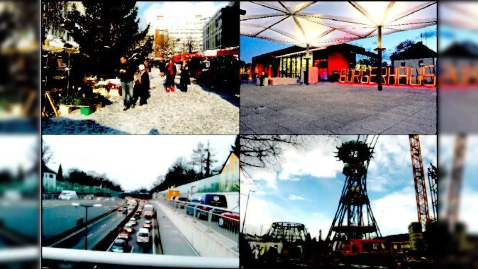 Im Uhrzeigersinn von o.  (Foto: Highlight für Unterföhring war die Einweihung des neuen Bürgerhauses. Die »Mae West« wird im Januar vollendet, der Verkehr bleibt auch in 2011 ein heißes Thema. Die Bogenhauser fühlen sich insgesamt wohl in ihrem Viertel, hier)