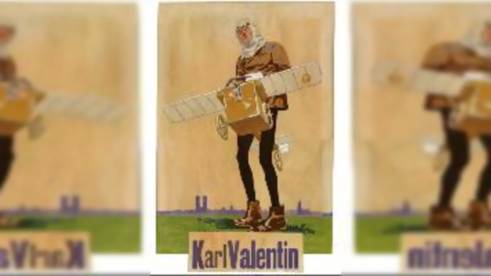 Karl Valentin als Sturzflieger in einer Zeichnung von 1920.  (Foto: VA)