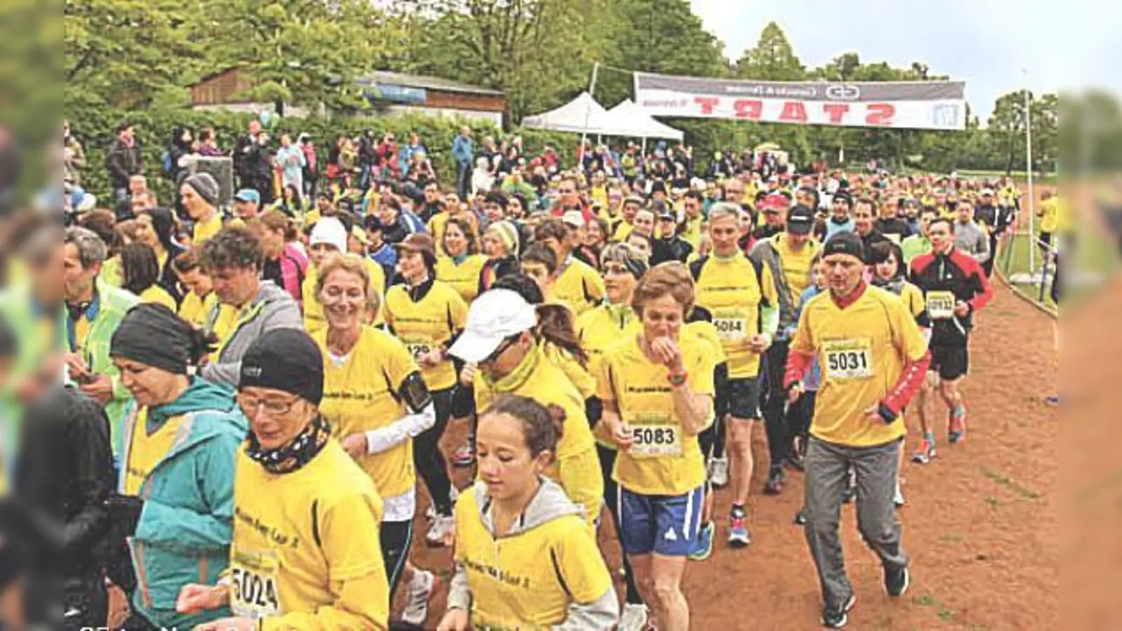 Fast 1000 Teilnehmer beim Münchner-Kindl-Lauf 2014 im Ostpark. 	 (Foto: Martin Schmutz)