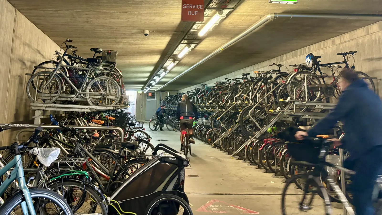 Zu dunkel, zu unübersichtlich, bitte mehr pflegen: das sind Bürgermeinungen zum Fahrradkeller am Bahnhof Pasing. Der Bezirksaussschuss will das Thema angehen. (Foto: Ulrike Seiffert)