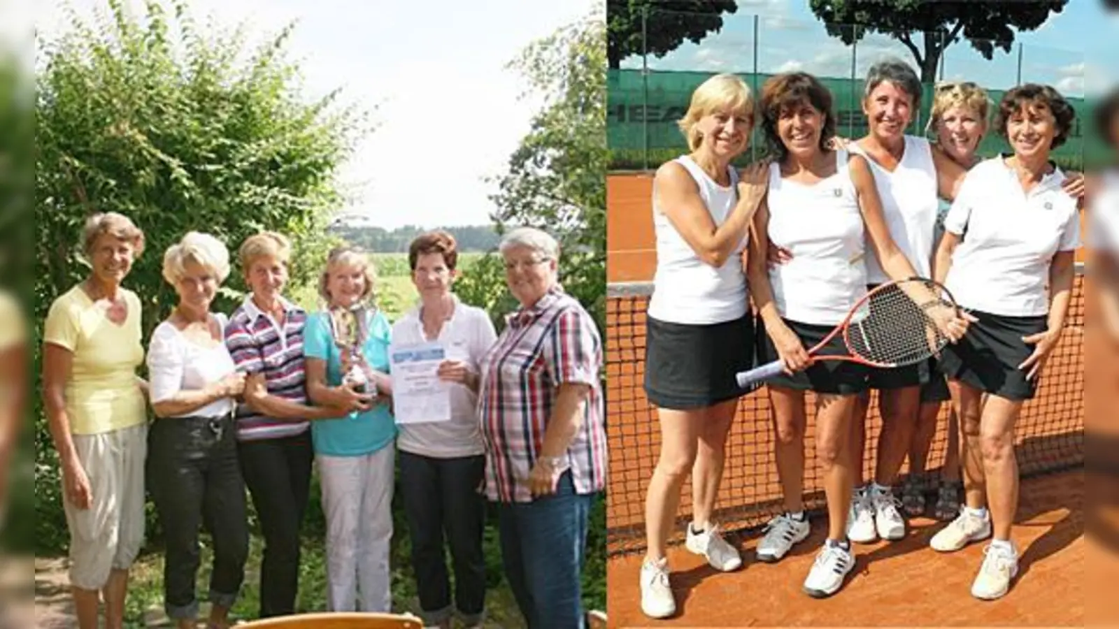 Freude über den Aufstieg: Die Damen 60 des ETC Siegertsbrunn (li.) freuten sich genauso über ihren Erfolg wie die Damen aus der Alterklasse 50 (re.).  (Foto: VA)