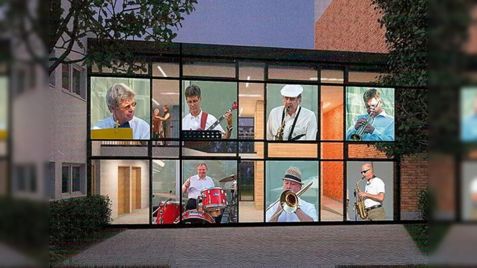 Die Swing-Combo »Seven from heaven«: (oben v.l.) Ernst Höfling, Reinhardt Wagner, Thomas Landsiedel, Alexander Ilg; (unten v.l.) Roger Übel, Norbert Flossmann und Peter Niles. 	 (Foto: VA)