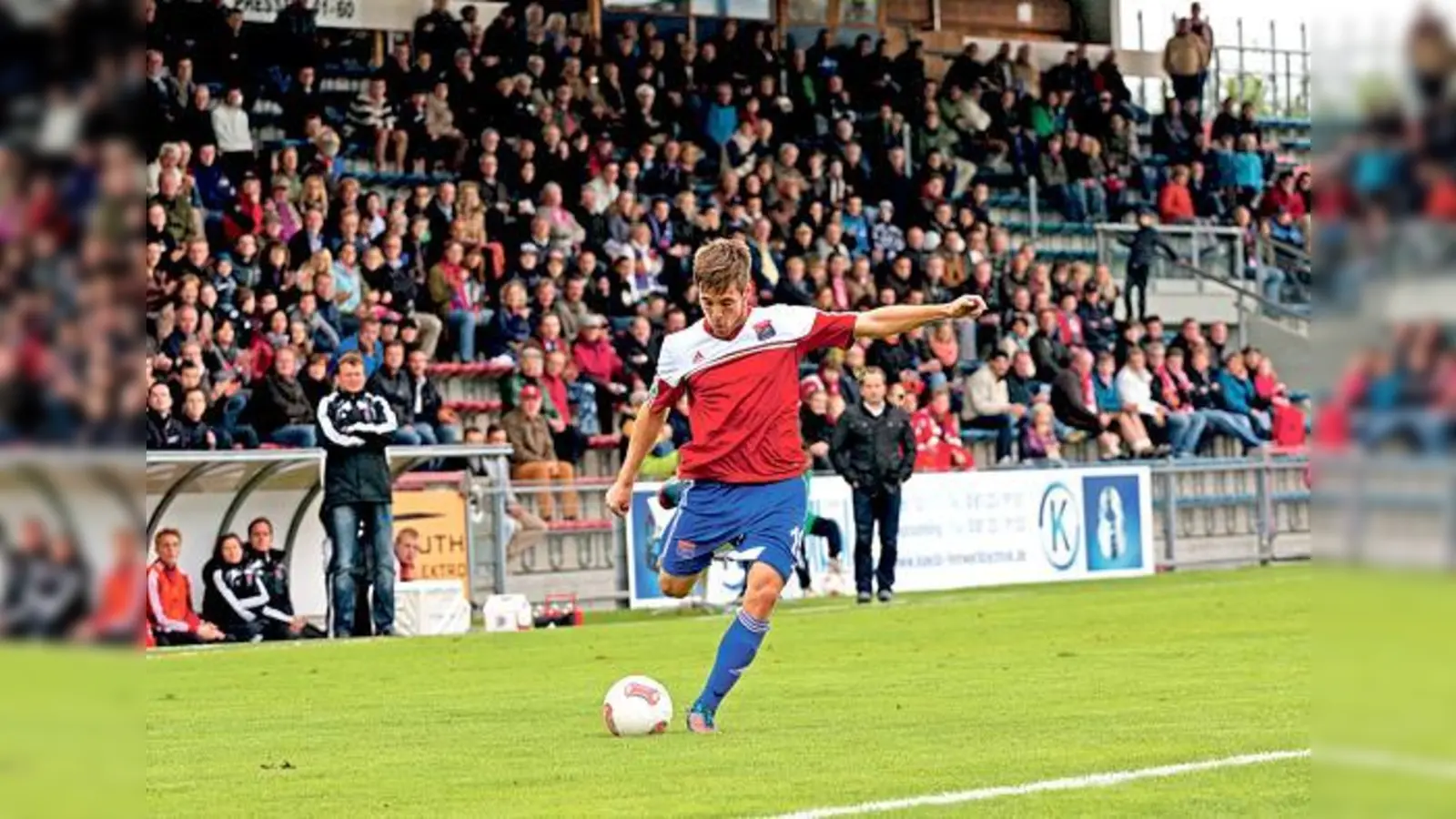 Maximilian Welzmüller kam erst im Sommer von Greuther Fürth II nach Haching, hat sich mit zwei Toren aber schon verdient gemacht.	 (Foto: Stefan Kukral)