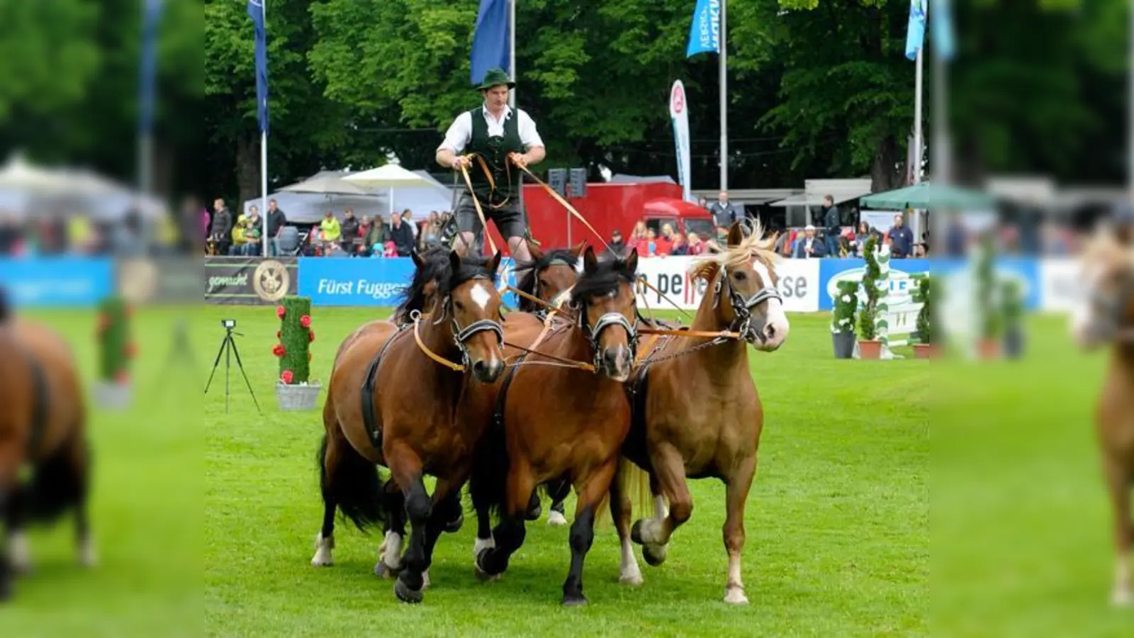 Die Oberländer Reitertruppe zeigt eine besondere Form der Pferdedressur.	 (Foto: Ferdinand Schreiner)