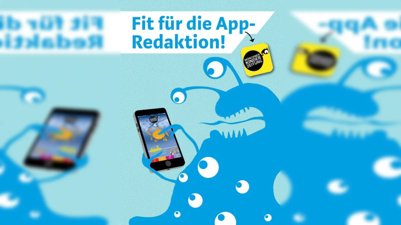 Kinder lernen im App-Workshop, wie man mit Handy und Tablet spannende Reportagen als Redakteur für die Kinderzeitungs-App macht. (Foto: Kinder- und Jugendwerkstatt Pasinger Fabrik)