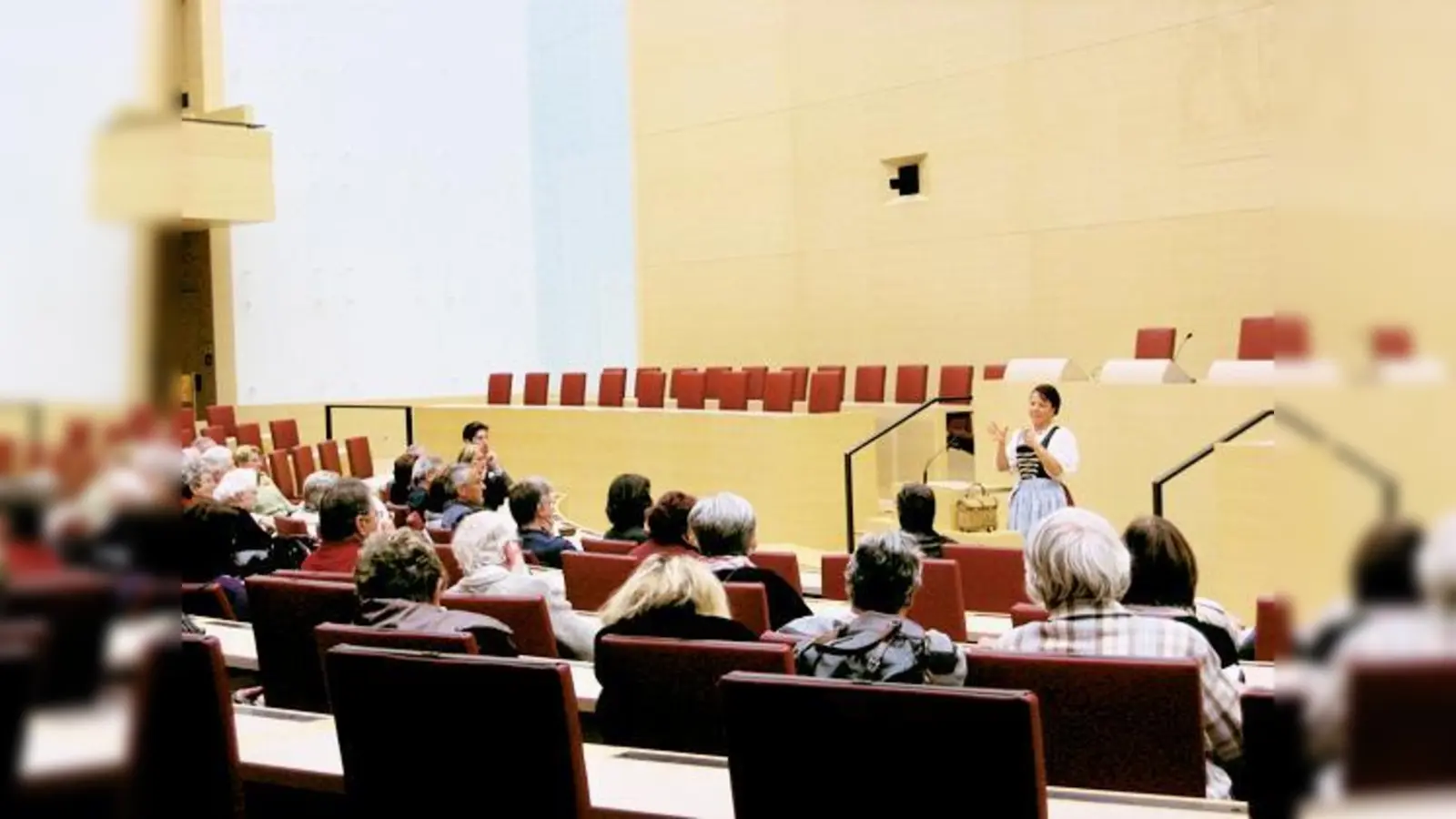 Zahlreiche Vertreter aus Wirtschaft und Gesellschaft informierten sich im Landtag bei einem Besuch bei Diana Stachowitz (stehend). 	 (Foto: Privat)