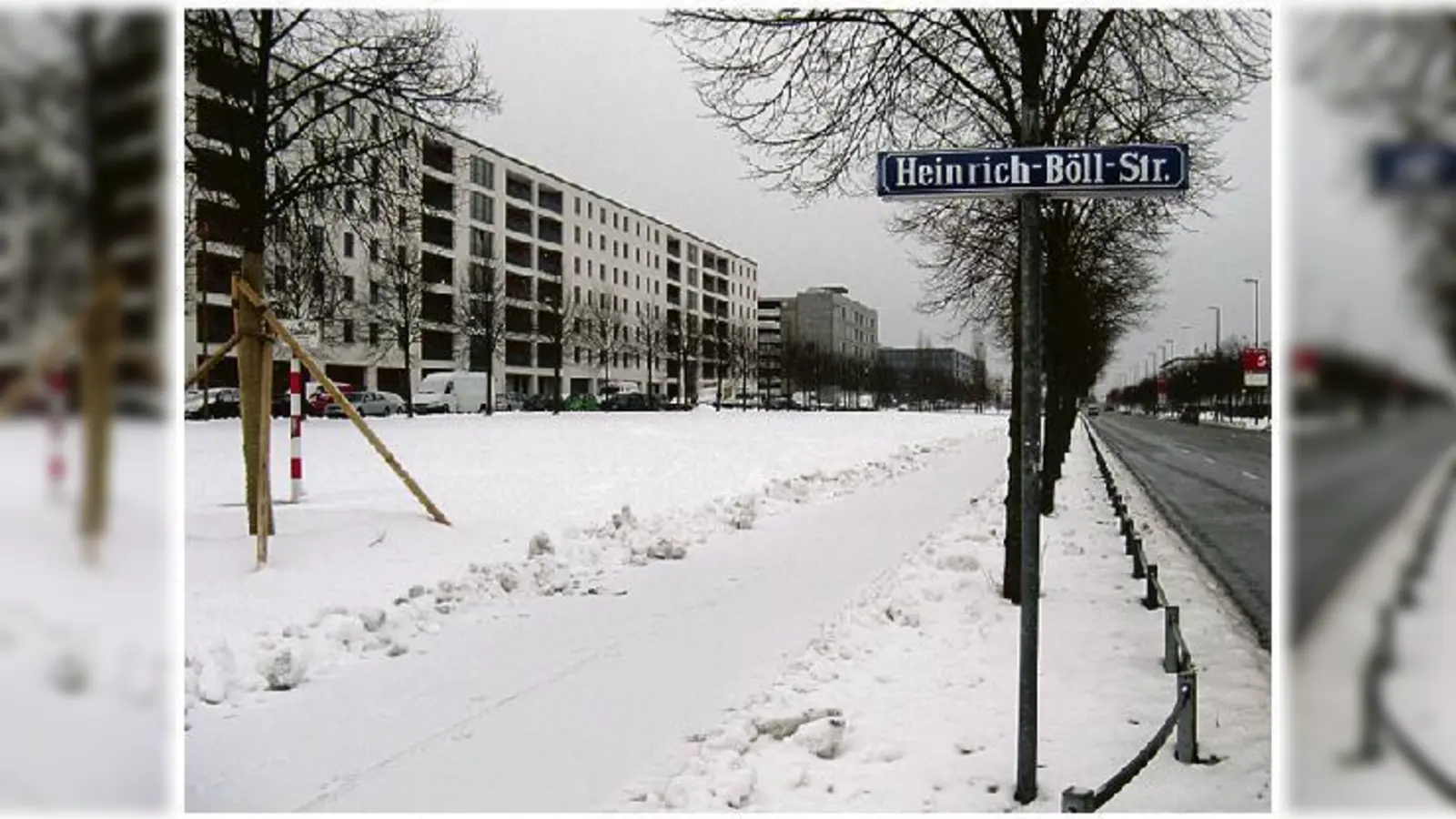 Schnelle und unbürokratische Hilfe für die Messestädter: Jetzt gibts ein Straßenschild für die Heinrich-Böll-Straße.	  (Foto: Privat)