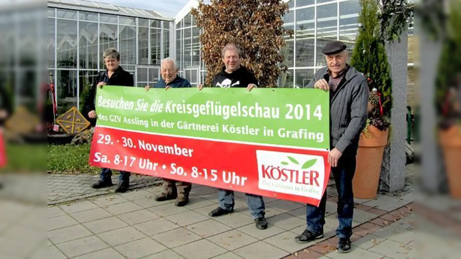 Freuen sich auf zahlreiche Besucher ihrer großen  Geflügelschau in der Gärtnerei Köstler: (v.l.n.r) Josef Friedl, Anton Danzer, Helmut Luplow und Georg Raig vom GVZ Assling.	 (Foto: Geflügelzuchtverein Assling,)