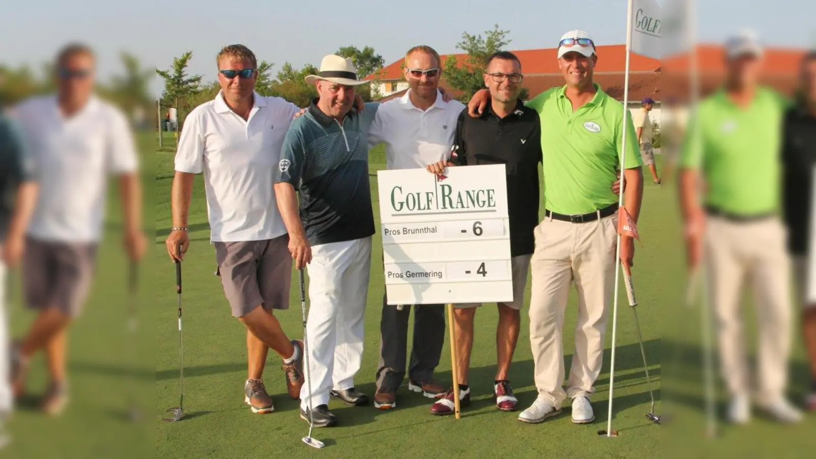 Die Pro's von links: Mark Winnicott (Brunnthal), Stuart Allan (Germering), Iain Gold (Brunnthal) und Haimo Sattlegger und Korbinian Winkelmann (beide Germering). (Foto: pi)