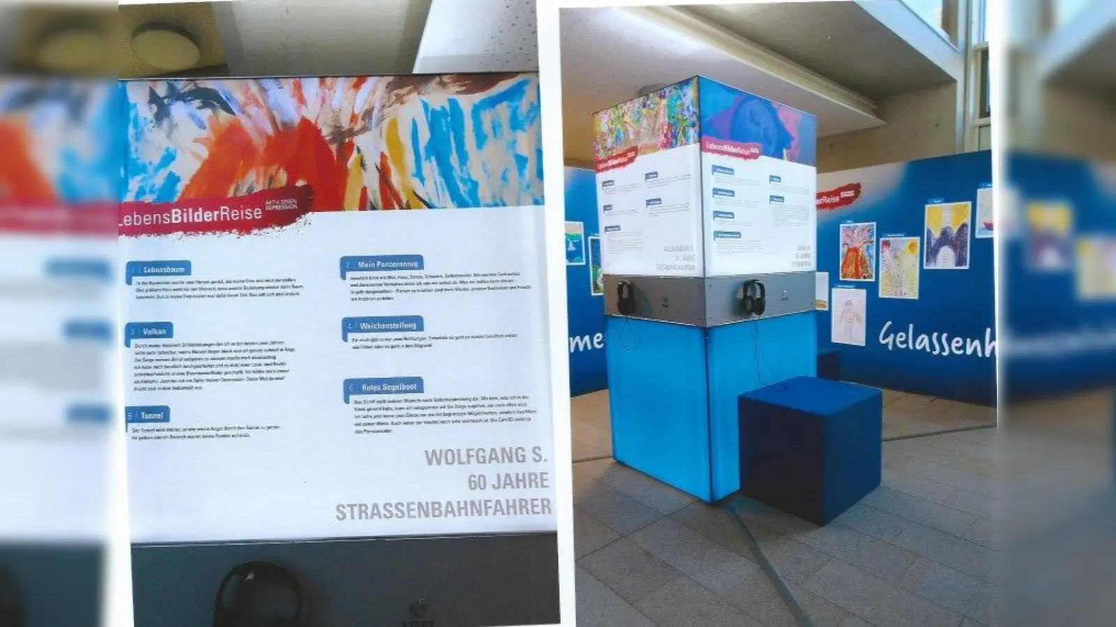 Bis einschließlich 21. September war die Ausstellung „LebensBilderReise“, die auch zum Thema Demenz hinführen soll, im Rathaus zu sehen. (Foto: Hella Büttrich)