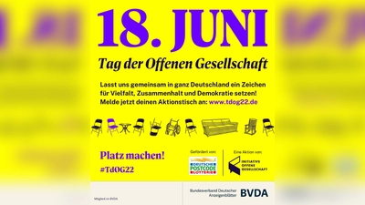 Der Bundesverband Deutscher Anzeigenblätter (BVDA) und seine Mitgliedsverlage (darunter die Münchner Wochenanzeiger) unterstützen den Tag der offenen Gesellschaft. (Foto: BVDA)