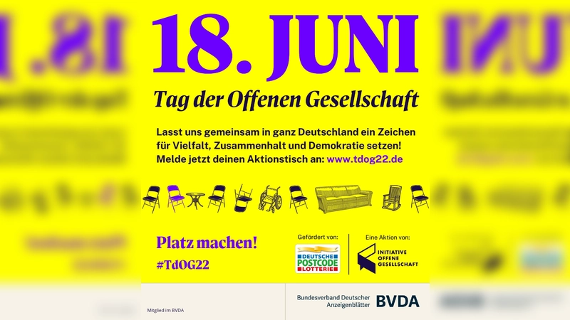 Der Bundesverband Deutscher Anzeigenblätter (BVDA) und seine Mitgliedsverlage (darunter die Münchner Wochenanzeiger) unterstützen den Tag der offenen Gesellschaft. (Foto: BVDA)