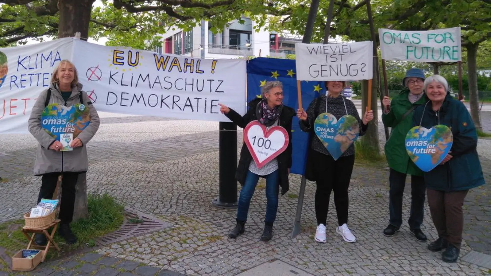 Aufklärungsarbeit zur Europawahl betreiben die „Omas for Future” bei ihrer freitäglichen Mahnwache. (Foto: pst)
