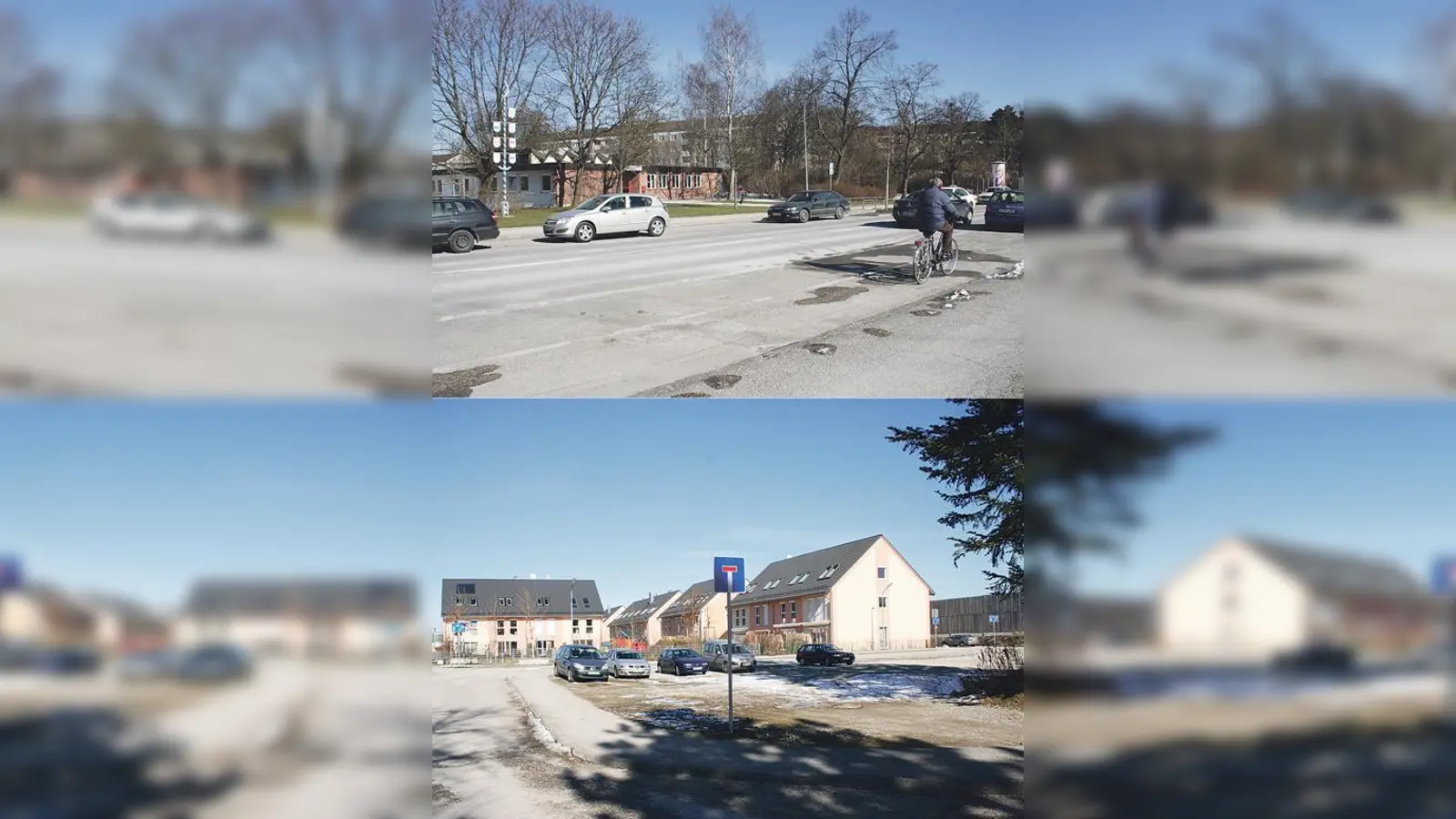Hier sollen zwei neue Kindergärten entstehen, die für jeweils 50 Kinder Platz bieten: An der Dülferstraße (o.) im Hasenbergl und am Paul-Huml-Bogen im Neubaugebiet in Feldmoching.   (Fotos: ws)