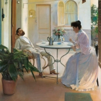 Bilder wie „Interieur im Freien” von Ramon Casas aus dem Jahr 1892 entstanden in Barcelona ebenso wie abstrakte Werke.  (Bild: Col·lecció Carmen Thyssen Barcelona)