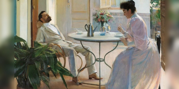 Bilder wie „Interieur im Freien” von Ramon Casas aus dem Jahr 1892 entstanden in Barcelona ebenso wie abstrakte Werke.  (Bild: Col·lecció Carmen Thyssen Barcelona)