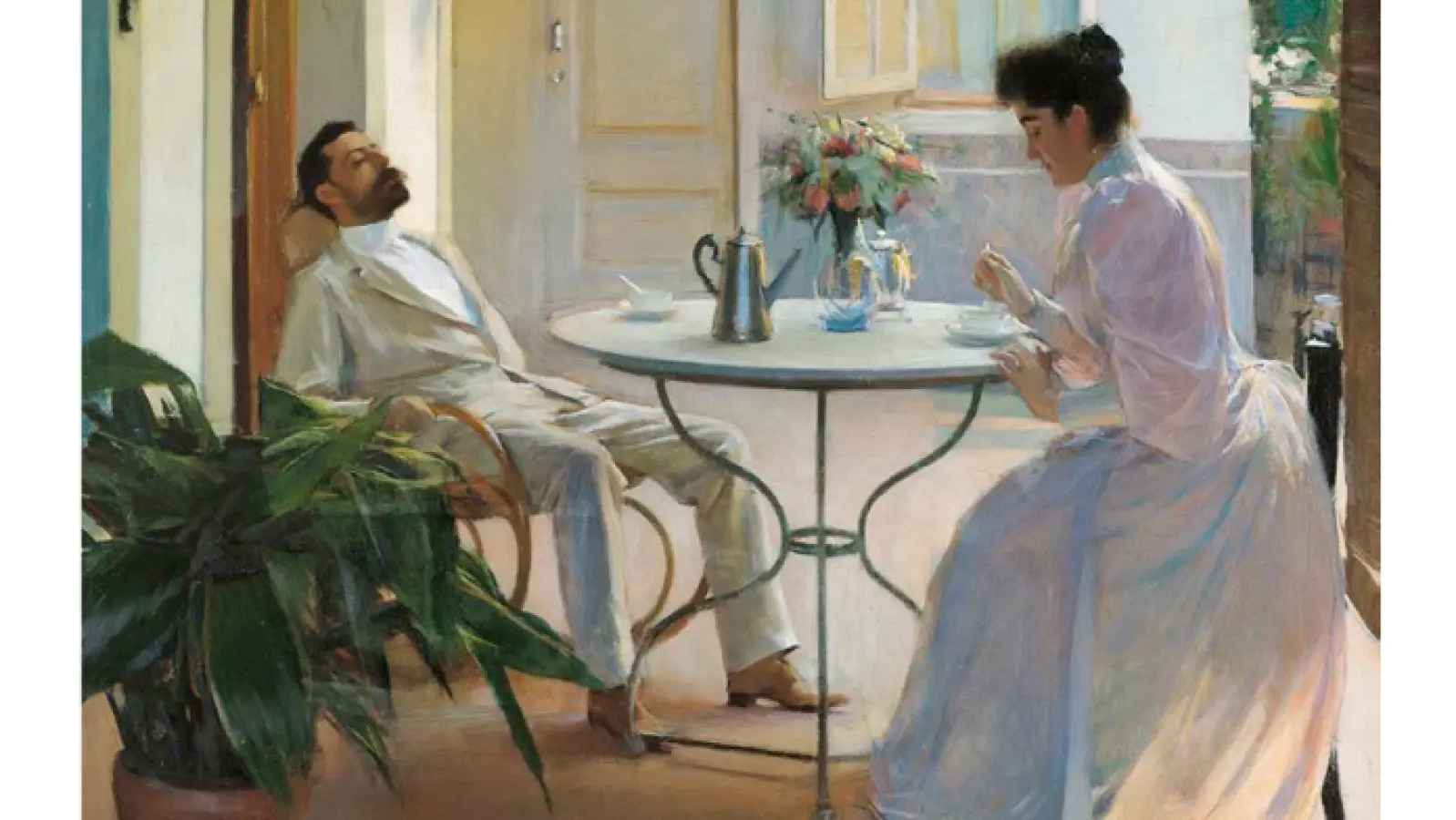 Luftig leichte Bilder mit gegenständlichen Sujets, hier „Interieur im Freien” von Ramon Casas aus dem Jahr 1892, entstanden in Barcelona. (F.: Col·lecció Carmen Thyssen Barcelona)