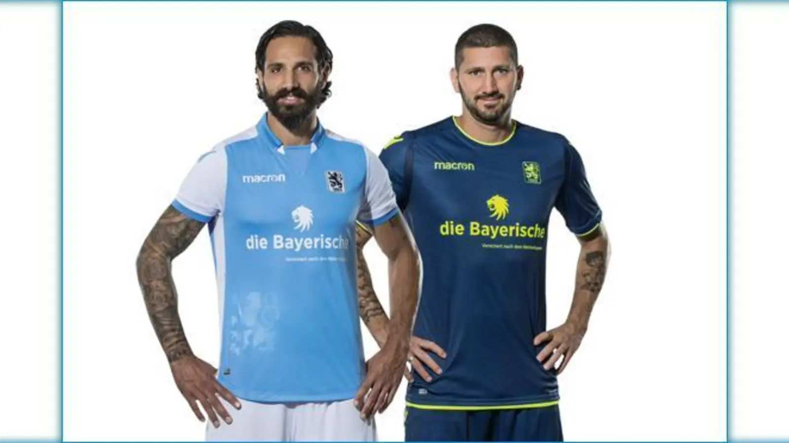 Im neuen Kleid: Adriano Grimaldi mit Heimtrikot, Sascha Mölders im Auswärtsdress.  (Foto: TSV 1860)