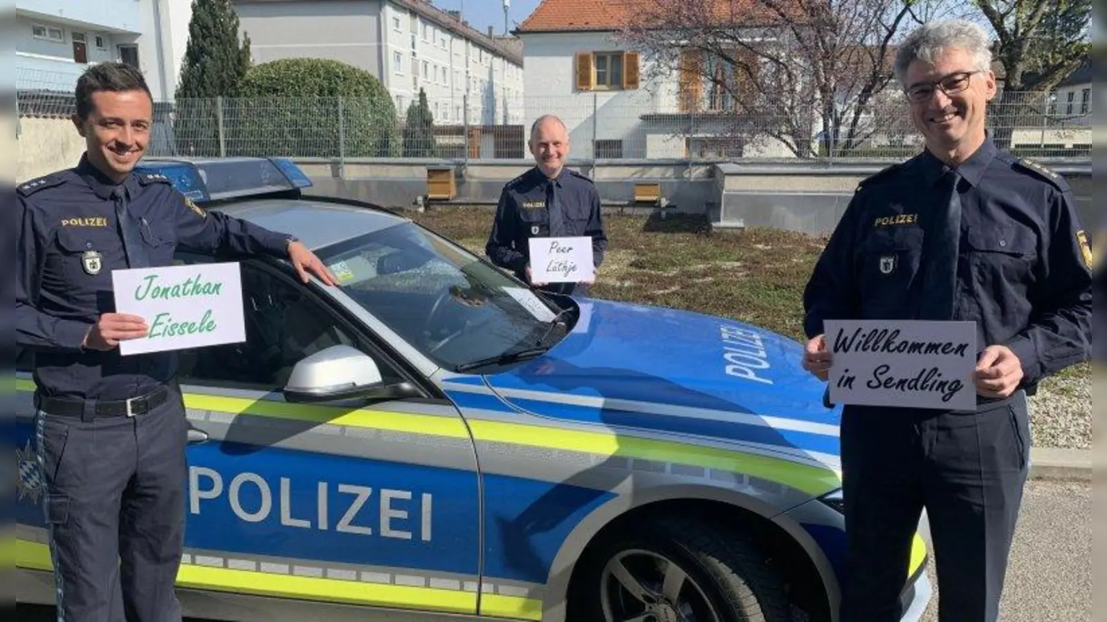 Willkommen in Sendling (von links): Polizeihauptkommissar Jonathan Eissele, Polizeihauptkommissar Peer Lüthje, Leitender Polizeidirektor Frank Hellwig (Foto: Polizei Sendling)
