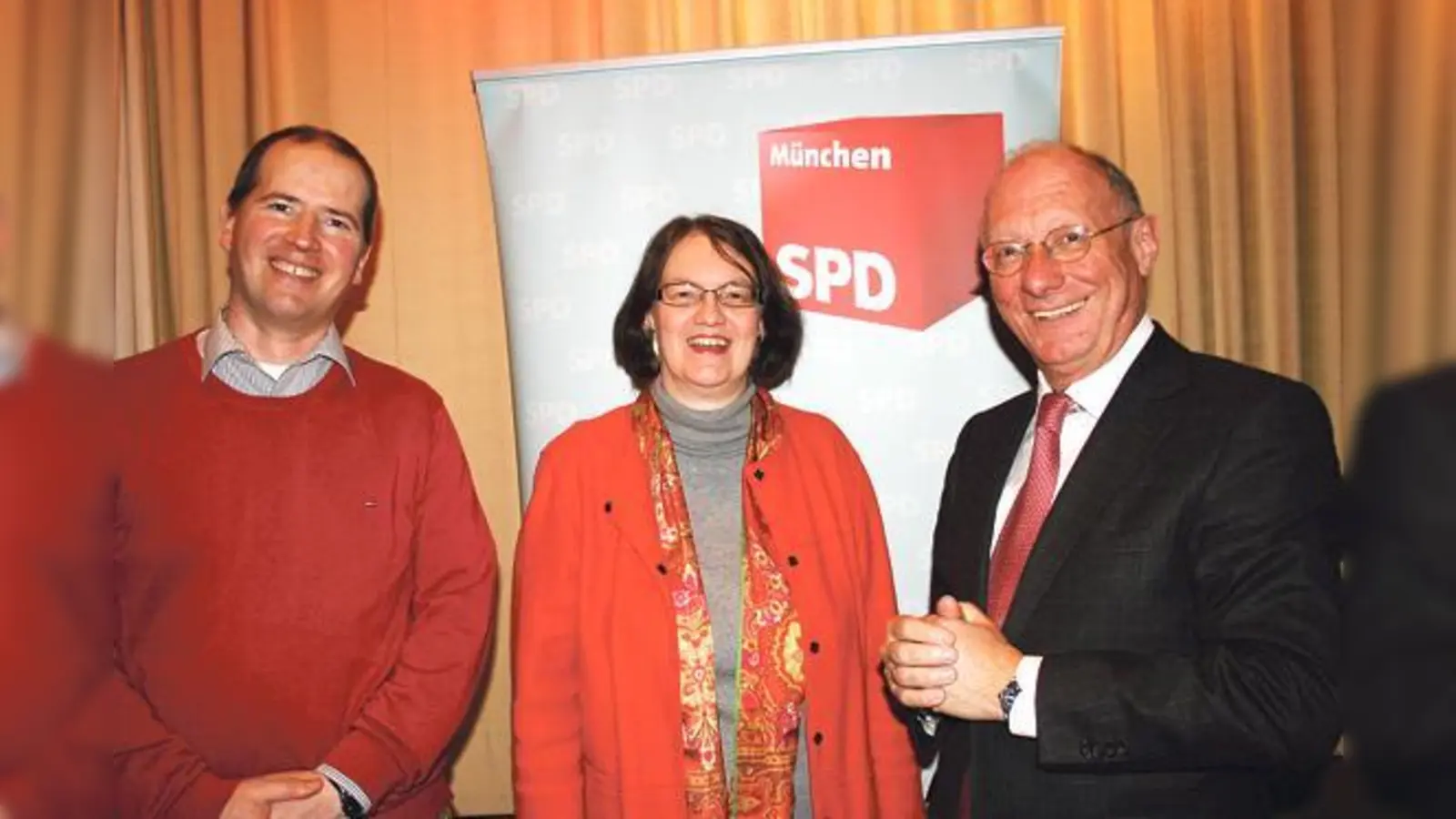 Beim Neujahrsempfang der SPD im Münchner Norden: Franz Maget, Christine Strobl und Markus Auerbach (von rechts). 	 (Foto: ws)