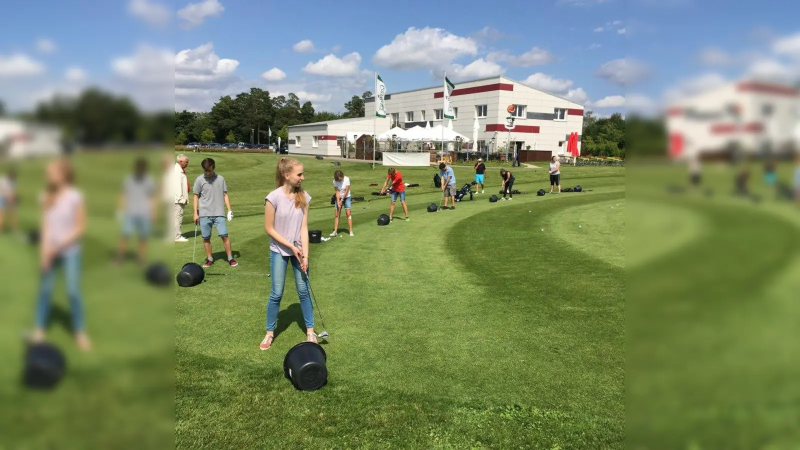 Mit sportlichem Ehrgeiz trainierten die Kermess-Schüler den Golfschwung. (Foto: Kermess)