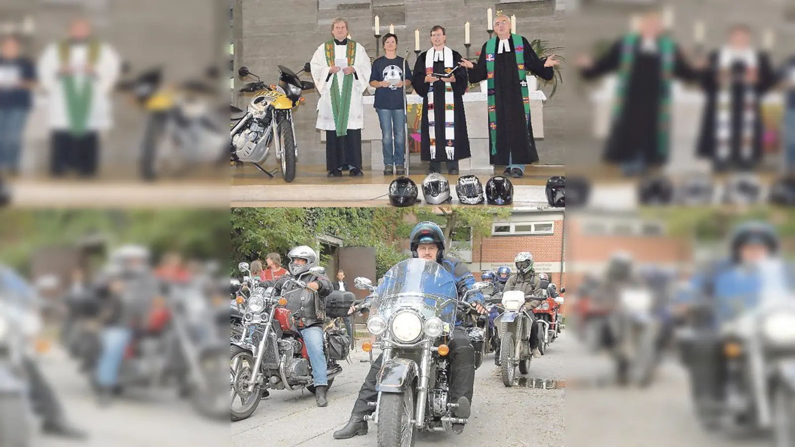 In einem Gottesdienst werden die Motorradfahrer für ihre kommenden Touren gesegnet. Nach dem Gottesdienst wird in einem Motorrad-Corso die Fahrt nach Aichach angetreten.  (Foto: Privat)