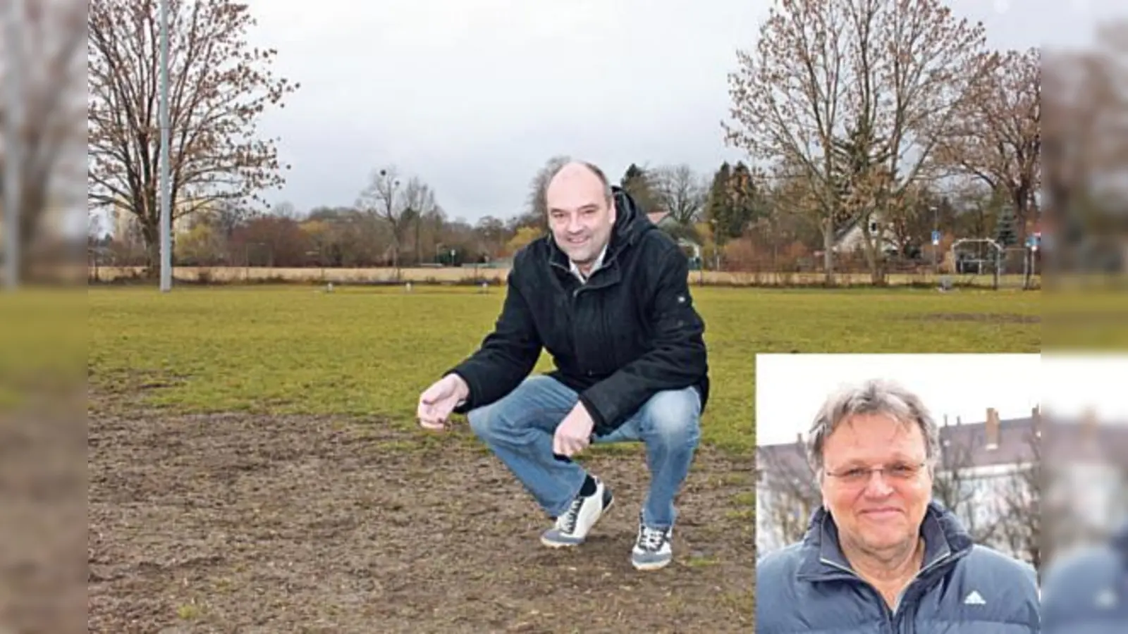 Walter Forster, 1. Vorsitzender des FC Olympia Moosach, und BLSV-Kreisvorsitzender Hans-Ulrich Hesse (kl. Foto).	 (Fotos: sl/E.S.)