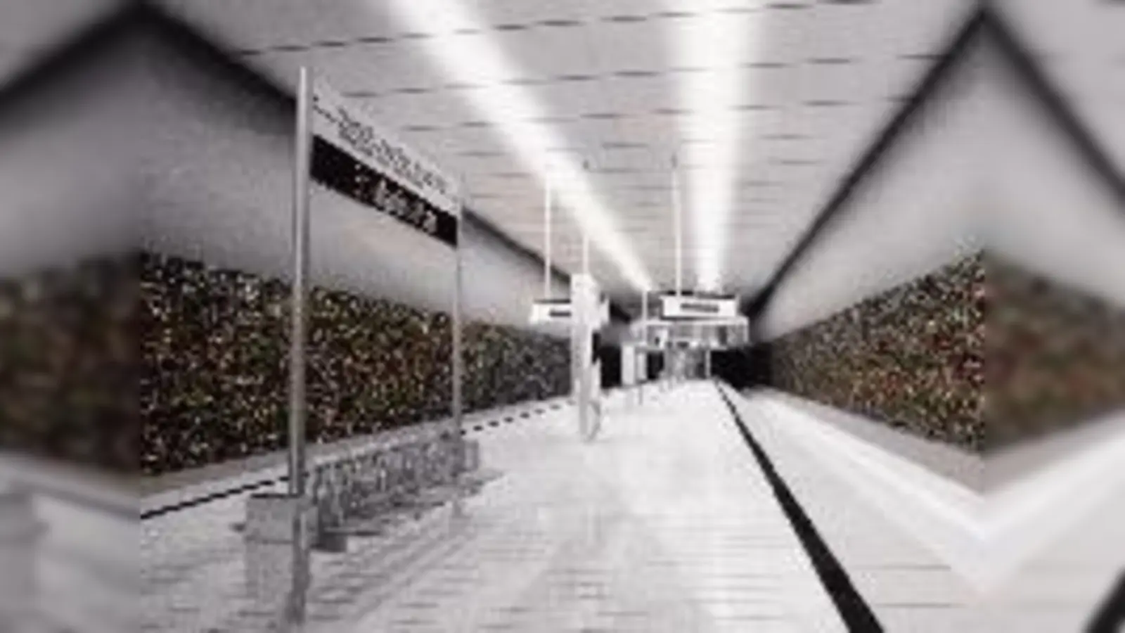 Vom Tunnel in einen »Laubwald«: Die künftige U-Bahnstation »Moosacher St.-Martins-Platz« wird mit 124.000 grünen Bildern tapeziert.  (Foto: Rafael Sala)