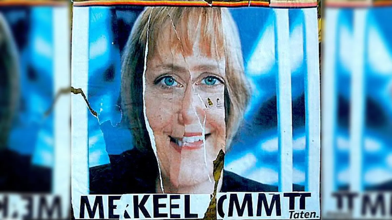 Kandidatin Merkel zerlegt und neu zusammengefügt. Hans Reimanns Collagen zeigen Politiker mit  ausdrucksvolleren Zügen.	 (Foto: VA)