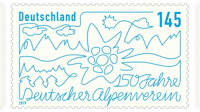 Zum 150-jährigen Jubiläum des Deutschen Alpenvereins wird es eine Sonderbriefmarke geben. Sie wird ab 4. April ausgegeben. (Foto: © Bundesministerium der Finanzen)