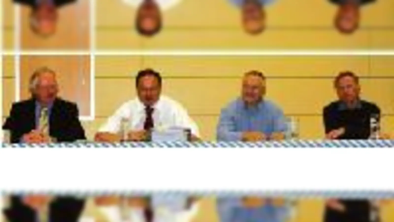 Vizepräsident Werner Gawlik, Präsident Peter Wagner, Schatzmeister Peter Walczuch und der neue Vizepräsident Dr. Gunther Scharff beim TS Jahn. 	 (Foto: VA)