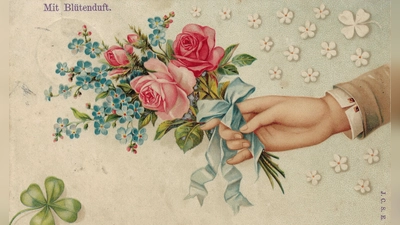 Als diese Ansichtskarte 1907 ihre Empfängerin erreichte, duftete sie tatsächlich nach Rosen. (Foto: Schlossmuseum)