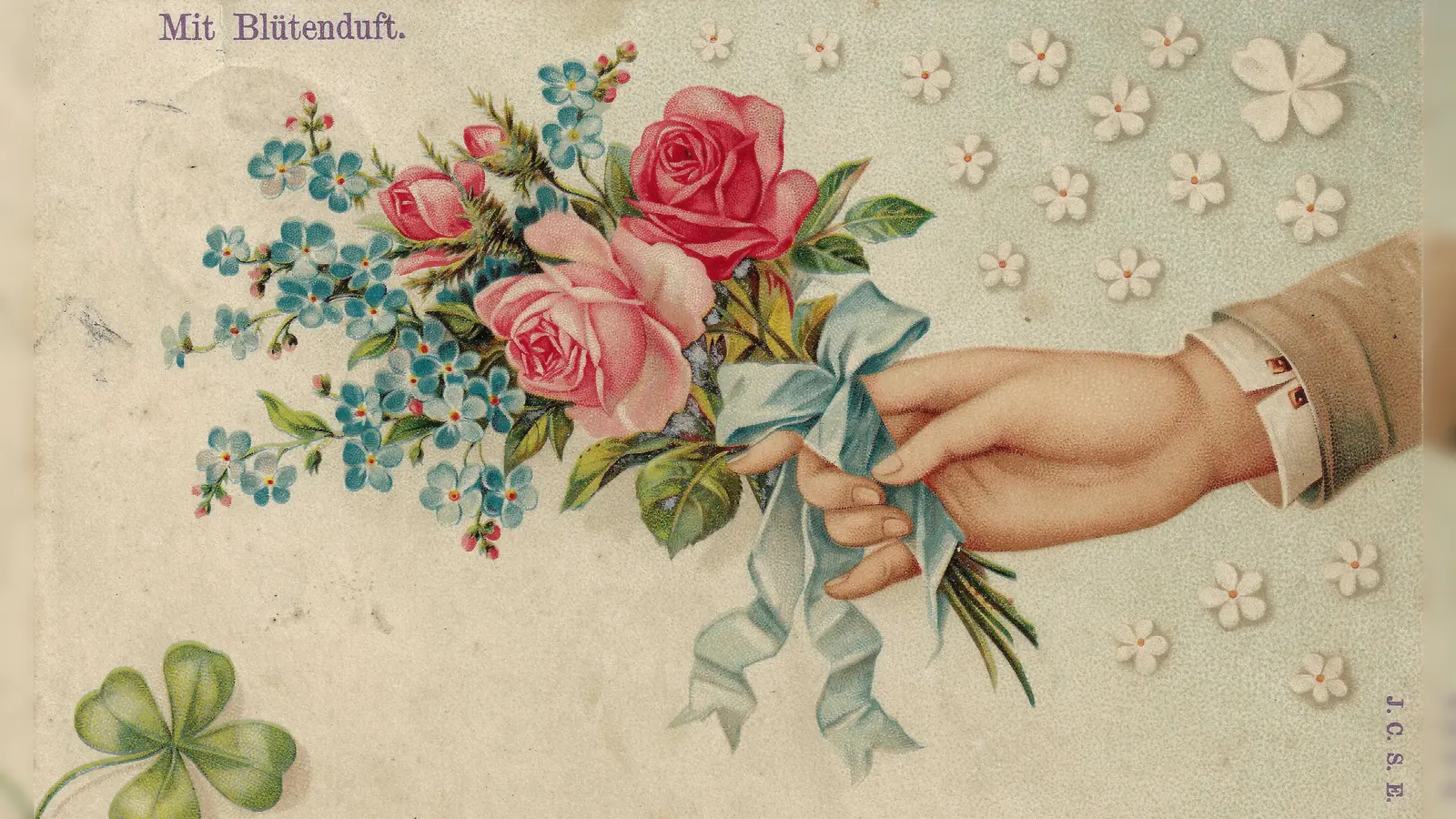 Als diese Ansichtskarte 1907 ihre Empfängerin erreichte, duftete sie tatsächlich nach Rosen. (Foto: Schlossmuseum)
