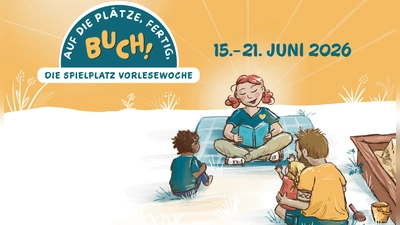 Spielplätze werden zu Vorlesesälen: Die Aktionswoche „Auf die Plätze, fertig, BUCH!“ läuft in Deutschland, Österreich, der Schweiz und Luxemburg. (Bild: Elena Bauer)