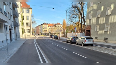 Im Sinne von mehr Sicherheit – vor allem für Schüler, Fußgänger und Radfahrer – wurde die Rheinstraße umgebaut: Die Geh- und die Radwege sind nun breiter. Bis Ende des Jahres werden noch Bäume gepflanzt.  (Foto: Baureferat)