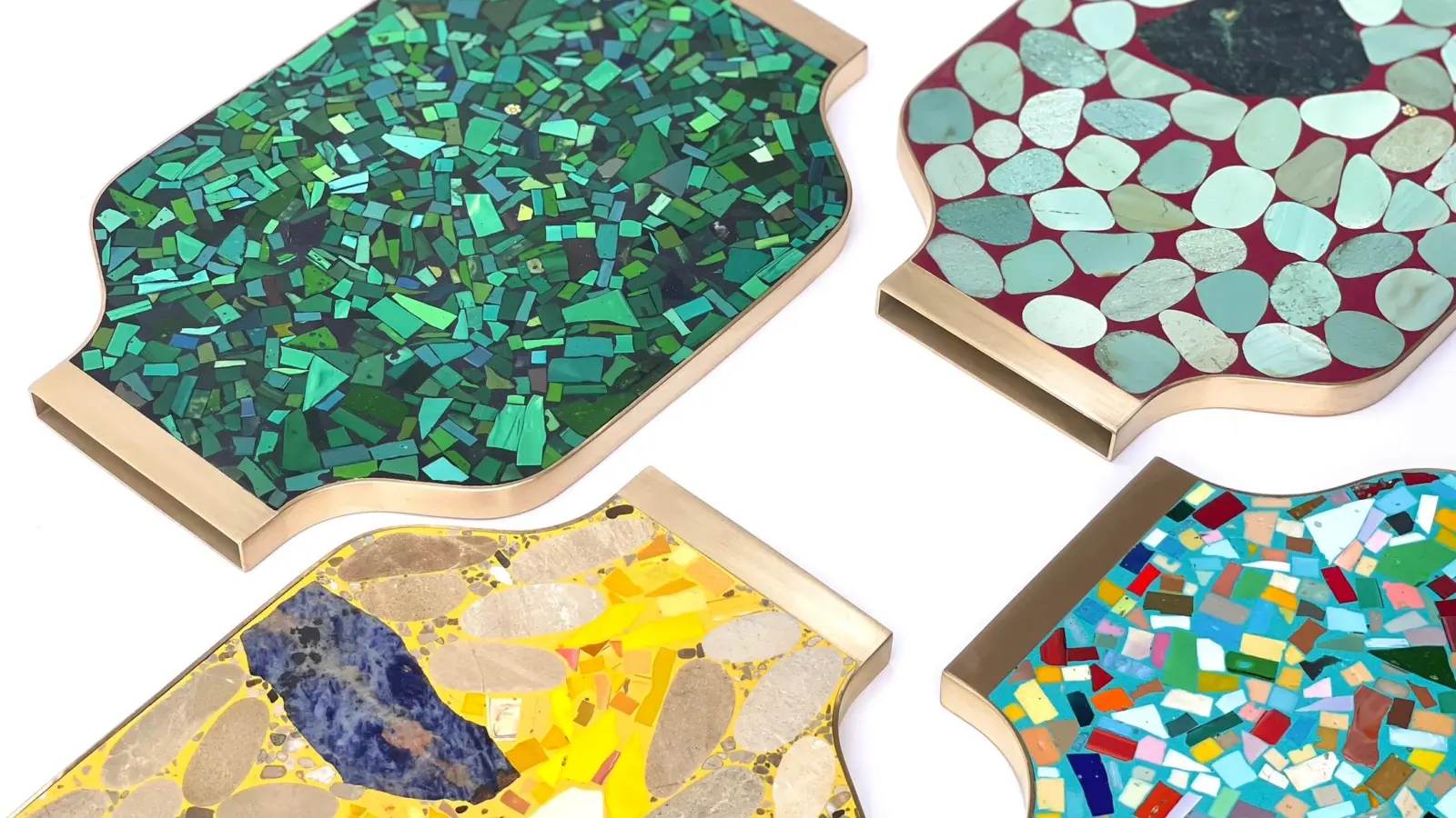 Die Mosaiktechnik eignet sich auch zum Gestalten von Gebrauchsgegenständen wie Felix Muhrhofers Wendetabletts „ANNA” aus Terrazzo. (Foto: Felix Muhrhofer)