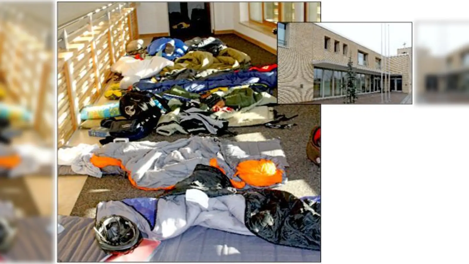 Schlafsäcke in Reih und Glied auf der Empore: Die evangelische Kirche Hallbergmoos beherbergt ab Sonntag eine besondere Wohngemeinschaft.	 (Foto: kw, VA)