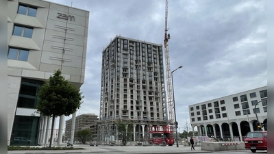 Das erste Gebäude des Freihamer Einkaufszentrums „ZAM” soll im August eröffnen. (Foto: pst)